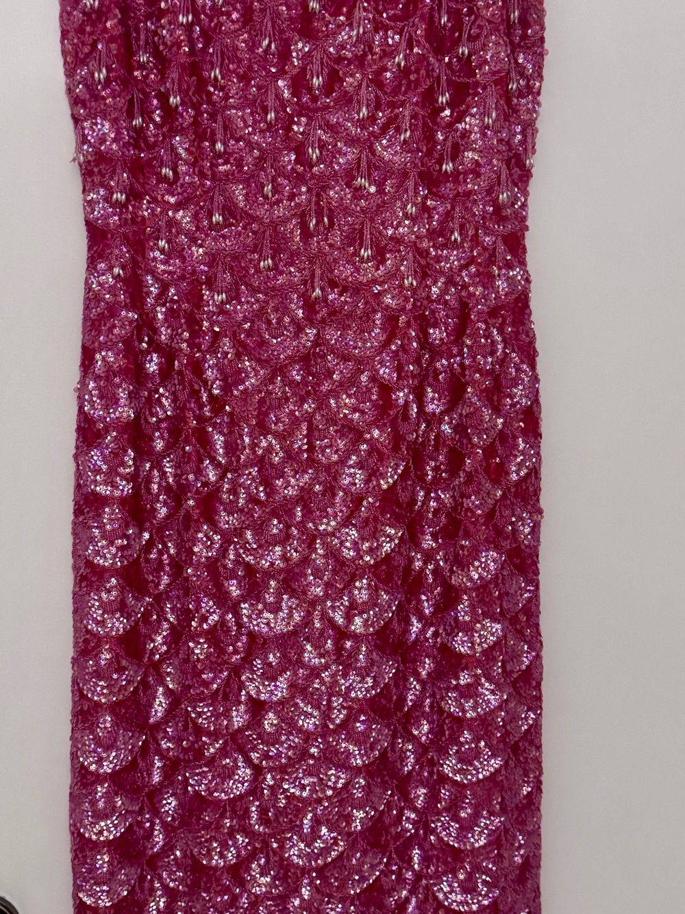 Vintage 1950s/1960s Sequin and Beaded Scallop Dress in Fuchsia Pink